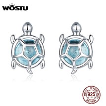 WOSTU Hot Sale 925 Silver Sea Turtle Tortoise Exquisite Silver Earrings for Wome - £15.97 GBP