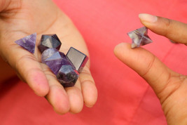 Jet Wow A++ Amethyst 7 Stones Sacred Geometry Sets Gemstone Platonic Solid Top - £11.11 GBP