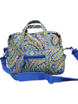 Vera Bradley Laptop Satchel Shoulder Bag Women Blue Multi Spring Retired Quilted - £18.24 GBP