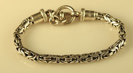 Vtg Sterling Silver Sign 925 BA Indonesia Bali Suarti Byzantine Toggle Bracelet - £98.92 GBP