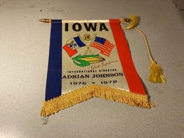 Lion Club International 1976-1978 Iowa Adrian Johnson Banner Flag 9 x 7 inches - £19.66 GBP