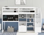 Twin Loft Bed with Pullable Desk and Storage Shelves, Wooden Loft Bed wi... - $1,488.99