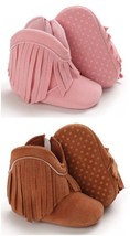 NEW Baby Boy Girl Cowboy Fringe Boots Soft Sole Baby Crib Shoes - £6.36 GBP