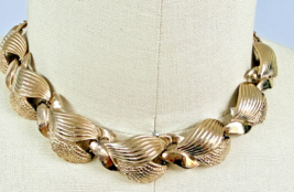 VTG 50s Textured Goldtone Choker Necklace 16” Midcentury Glam Coquette C... - $24.70