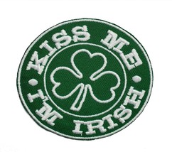 Kiss Me I&#39;m Irish Embroidered Applique Iron On Patch Two Sizes St. Patrick Day - £5.25 GBP+