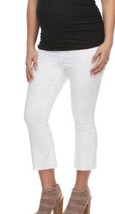 Womens Maternity Capris Denim Aglow Full Belly Panel White Frayed Crop Jeans- 14 - £17.03 GBP