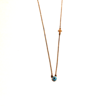 Women&#39;s Necklace Cable Chain 14k Rose Gold Evil Eye Enamel Minimal Cross - £151.05 GBP