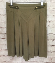 Vintage 90&#39;s CACHE Olive Green High Waisted Pleated Gaucho Dress Shorts Size 10  - £43.86 GBP