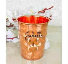 Pure Copper Glass, Diamond Hammered Design, Drinkware, Ayurvedic Health Benefit - £16.52 GBP