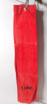 COKE Coca-Cola Bright Red T-Towel Cloth Tri-Fold Golf Towel Black Embroidery NOS - £10.89 GBP