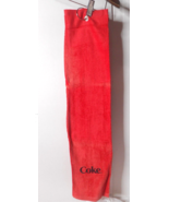 COKE Coca-Cola Bright Red T-Towel Cloth Tri-Fold Golf Towel Black Embroi... - £10.86 GBP