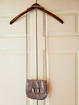 Elle Copper Tone Metallic Faux Shimmer Snakeskin Print W/ Metal Bow Bag Purse - £15.78 GBP