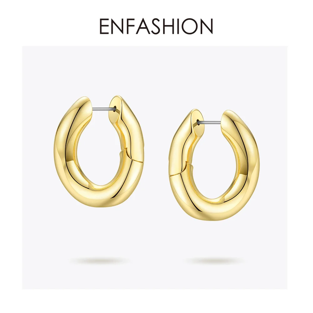 Punk Link Chain Hoop Earrings For Women Gold Color Small Circle Hoops Earings Fa - £47.29 GBP
