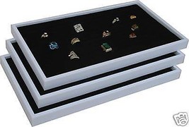 3 BLACK RING JEWELRY DISPLAY CASE ORGNIZER INSERT NEW - £34.03 GBP