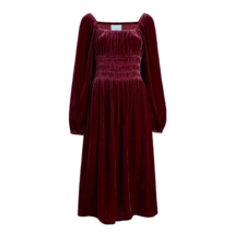 NWT Hill House The Jasmine Nap in Burgundy Velvet Smocked Midi Dress XS - £119.62 GBP