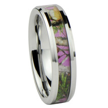 Women&#39;s Camo Wedding Band Ring Pink/Rose/Green 6mm Tungsten Carbide  - £19.73 GBP