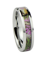 Women&#39;s Camo Wedding Band Ring Pink/Rose/Green 6mm Tungsten Carbide  - £19.94 GBP