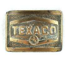 Vintage Texaco Belt Buckle Gasoline Gas And Oil Texas Company Brass tone Metal - £15.92 GBP
