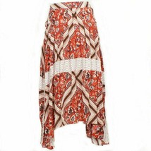 FREE PEOPLE Red Printed Paradise Rayon Handkerchief Pleated Midi Skirt 2 - $59.99