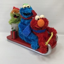 Gemmy Christmas Singing Sesame Street Sled Elmo Cookie Monster Oscar AS IS - $16.83