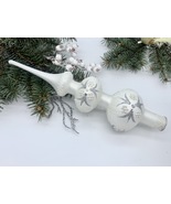 Vintage white Christmas glass tree topper, mercury Xmas glass tree final topper - £9.62 GBP