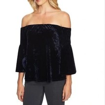 NWT Womens Size Small Nordstrom 1.STATE Navy Blue Off The Shoulder Velvet Top - £21.99 GBP