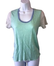 J. Crew Tshirt 100% Linen Tee Color Block Shirt Gray Teal Blue Top Women&#39;s XS - £8.91 GBP