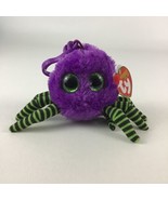 Ty Silk Beanie Boos Crawler 4&quot; Purple Spider Clip Backpack Halloween 201... - £11.69 GBP