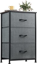 Wlive Nightstand With 3 Drawers, Fabric Dresser, Organizer Unit,, Dark Grey. - £35.95 GBP