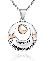 I Love You To The Moon And Back Pendant Necklace - Best Jewelry Gift - 19 inches - £41.67 GBP