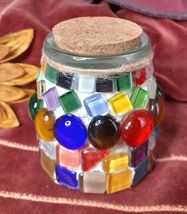 Mosaic Tea Light New Small Glass Jar Decor Stash Gifts Dry Storage Mixed... - $9.95