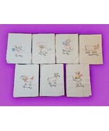 Vintage Flour Sack Towels Days of the Week Cow Theme Hand Embroidered Lo... - $64.63