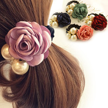 [Hairband] Vintage Style Satin Rose and Pearls Hair Band for Woman/Lady Gift - £6.29 GBP