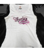 Harley Davidson Women WHITE w PINK WRITING SLEEVELESS SHIRT EXTRA L - $9.60 CAD