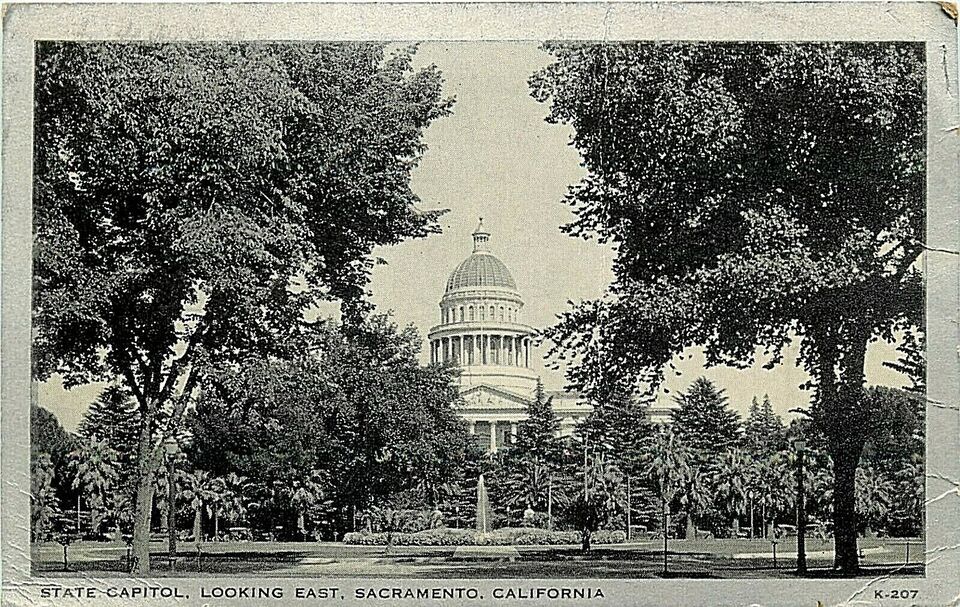 State Capitol Looking East Sacramento Black White Crease DB Postcard CA ... - $2.77