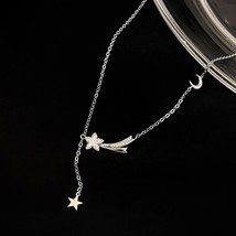 Celestial Charm Star Meteor Y Shape 925 Sterling Silver Layer Necklace - £45.68 GBP