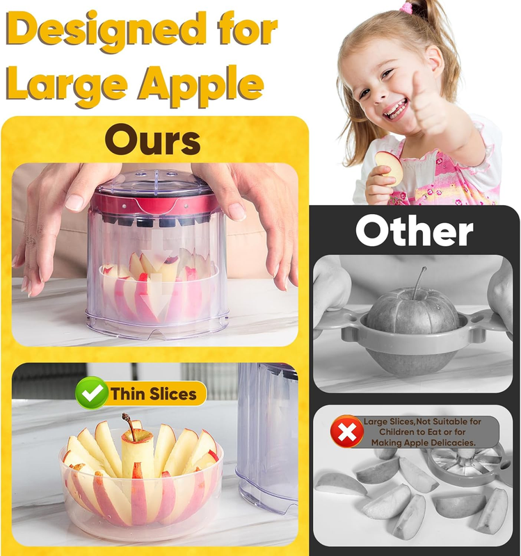Newness 5.12-Inch Apple Slicer – Extra-Large, Ultra-Safe Stainless Steel Apple C Item image 3