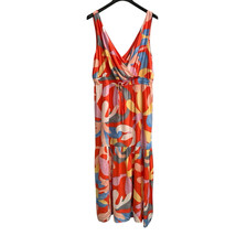 Rachel Zoe Dress Women XL Abstract Floral Tiered Maxi Crossover Beach Re... - $32.40