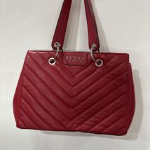 GUESS RED QUILTED SHOULDER BAG WITH SILVER HARDWARE AND MATCHING WALLET - $49.50