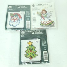 Stitch N Hang Christmas Counted Cross Stitch Kit Lot Of 3 Ornament Santa... - $22.76