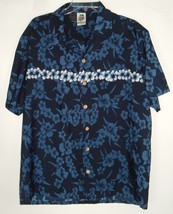 Vintage Kenington California Hawaiian Aloha Tiki blue Floral Shirt Size Large - £15.56 GBP