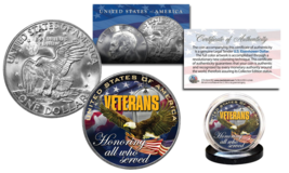 VETERANS United States Military Genuine Legal Tender IKE Eisenhower Dollar Coin - £8.24 GBP
