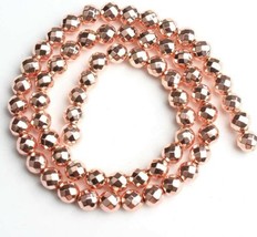 10 Rose Gold Hematite Beads 6mm Faceted Round Shiny Light Copper Jewelry Making - £3.90 GBP