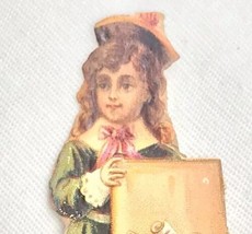 1880&#39;s Fancy Boy with Box of Cash  Die Cut Victorian Card Child Money - $14.89