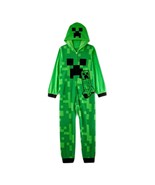 Minecraft Creeper Kids Green Hooded Fleece Costume Fleece Pajama Sleeper - $644.35 MXN