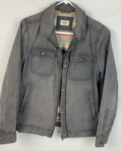 Marine Layer Waxed Trucker Jacket Men&#39;s Small Charcoal Grey Lined Cotton - £95.08 GBP
