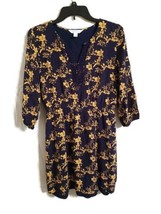 Market &amp; Spruce Women&#39;s Size M Navy Gold Floral Stitch Fix Mini Dress - £21.44 GBP
