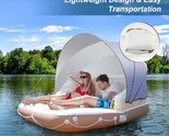 Floating Island Inflatable Swimming Pool Raft w Canopy SPF50+ Retractabl... - £126.28 GBP