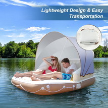 Floating Island Inflatable Swimming Pool Raft w Canopy SPF50+ Retractable White - £126.07 GBP