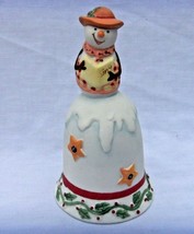 CHRISTMAS DECOR   CERAMIC BELL  WITH SNOWMAN  OLDER ITEM - $14.80